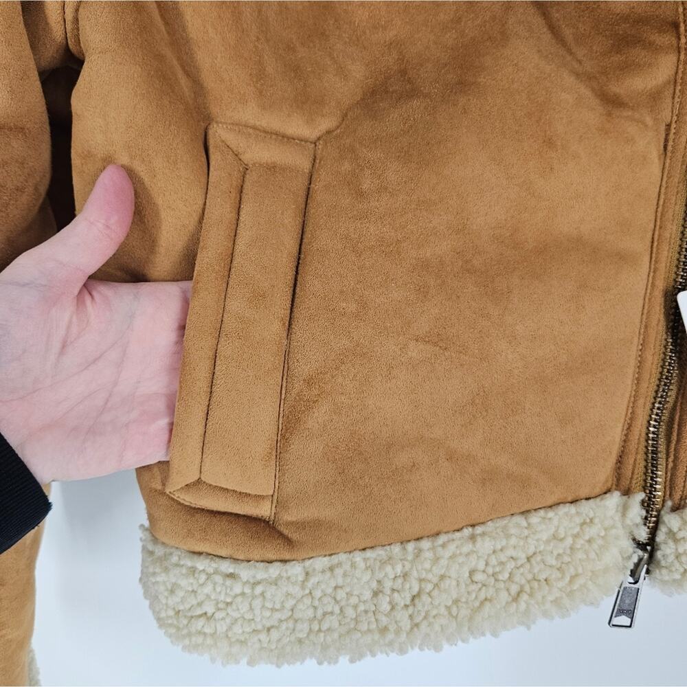 Marine Layer Chestnut Sherpa Moto Jacket L - Picture 6 of 13
